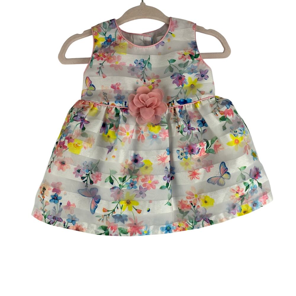 Wonder Nation Formal Occasion Baby Girl Dress 0-3 Mo Floral Butterfly Easter
